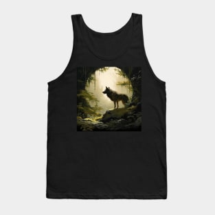 Mystic Wolf in Enchanted Forest Tank Top